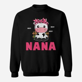 Funny Nana Cow Cute Cow Farmer Birthday Matching Family Sweatshirt | Crazezy UK