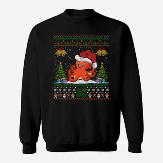 Funny Octopus Xmas Gift Santa Hat Ugly Octopus Christmas Sweatshirt Sweatshirt | Crazezy