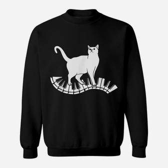 Funny Piano Music Cat Design Men Women Kids Cat Piano Lovers Sweatshirt | Crazezy CA