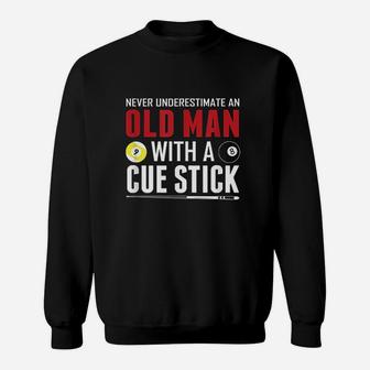 Funny Pool Billiards Player Old Man With Cue Stick Sweatshirt | Crazezy
