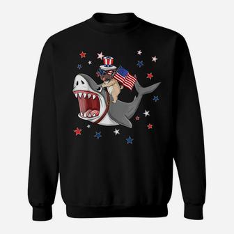 Funny Pug Shark 4Th Of July Dog Mom Dad Puppy Lover Sweatshirt | Crazezy DE