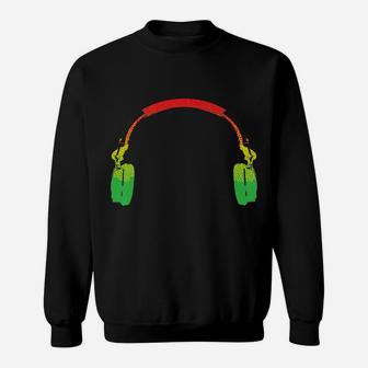 Funny Rasta Gift For Men Women Cool Rasta Colors Headphone Sweatshirt | Crazezy