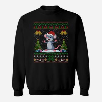 Funny Rat Mouse Xmas Gift Santa Hat Ugly Mouse Christmas Sweatshirt Sweatshirt | Crazezy