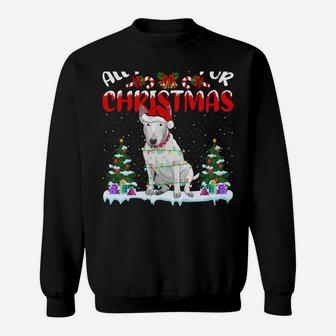 Funny Santa Hat All I Want For Christmas Is A Bull Terrier Sweatshirt | Crazezy CA