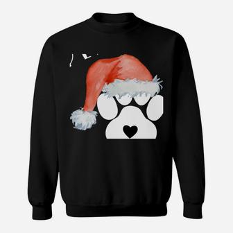 Funny Santa Hat Dog Cat Paw Print Tshirt Christmas Clothes Sweatshirt Sweatshirt | Crazezy