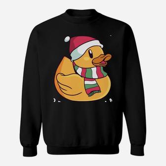 Funny Santa Hat Rubber Duck Christmas Pun Sweatshirt | Crazezy