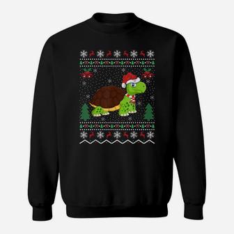 Funny Santa Hat Sea Turtle Xmas Gift Ugly Turtle Christmas Sweatshirt | Crazezy