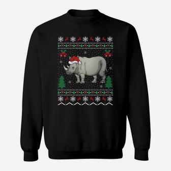 Funny Santa Rhinoceros Xmas Gift Ugly Rhino Christmas Sweatshirt | Crazezy DE