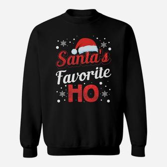 Funny Santa Santa's Favorite Ho Matching Couple Christmas Sweatshirt | Crazezy