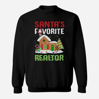 Funny Santa's Favorite Realtor Estate Agent Christmas Gift Sweatshirt | Crazezy CA