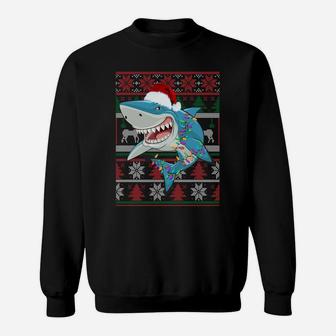 Funny Shark Lover Ugly Christmas Sweater Gift Sweatshirt Sweatshirt | Crazezy DE
