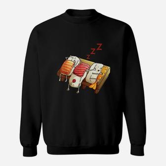 Funny Sleeping Sushi Roll Lover Pajama Party Cool Girl Gift Sweatshirt | Crazezy