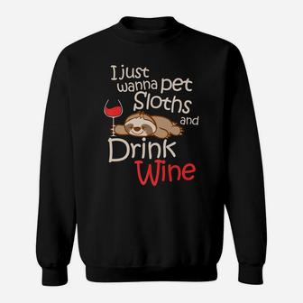 Funny Sloth Wine Lover Spirit Animal Cute Gift Sweatshirt - Thegiftio UK