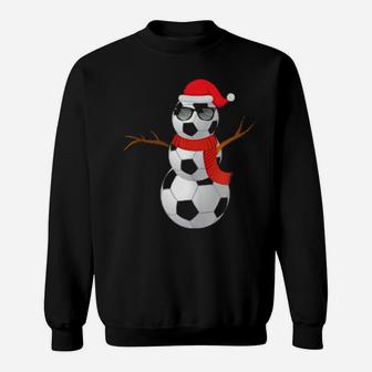 Funny Soccer Football Snowman Holiday Spirit Xmas Pajama Sweatshirt - Monsterry CA