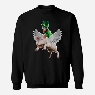 Funny St Patricks Day Flying Pig Leprechaun Ca Sweatshirt - Thegiftio UK