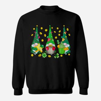 Funny St Patrick's Day Gnome Shirt Women Irish Three Gnomes Raglan Baseball Tee Sweatshirt | Crazezy