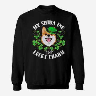 Funny St Patricks Day My Shiba Inu Is My Lucky Charm Sweatshirt - Monsterry