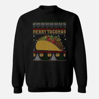 Funny Tacos Christmas Ugly Sweater Merry Tacomas Gift Sweatshirt Sweatshirt | Crazezy UK