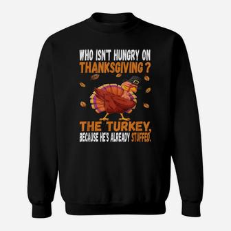 Funny Thanksgiving Joke Dabbing Stuffed Turkey Pun Fall Sweatshirt | Crazezy