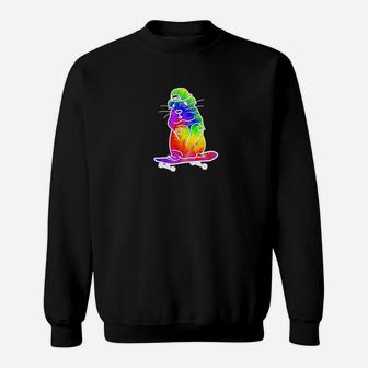 Funny Tiedye Hamster Guinea Pig Animal Skateboarding Sweatshirt | Crazezy