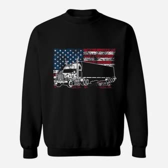 Funny Truck Driver American Flag 4Th Of July Trucker Gift Sweatshirt | Crazezy