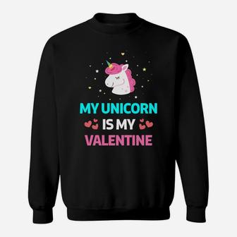 Funny Valentines Day Unicorn Is My Valentine Kids Gift Sweatshirt - Thegiftio UK