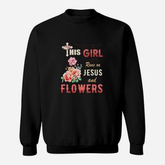 Funny Watercolor Girl Run On Jesus And Flowers Sweatshirt - Monsterry DE