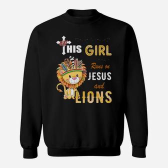 Funny Watercolor Girl Run On Jesus And Lions Sweatshirt - Monsterry DE