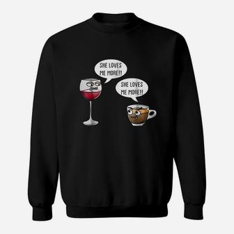 Funny Wine Vs Coffee Sweatshirt | Crazezy