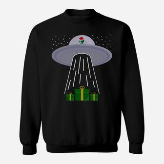 Funny Xmas Believe Alien Ufo - Ugly Christmas Sweatshirt Sweatshirt | Crazezy