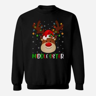 Funny Xmas Matching Family Middle Sister Reindeer Christmas Sweatshirt | Crazezy CA