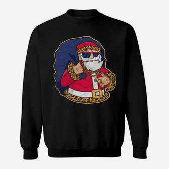 Funny Xmas Ugly Christmas Rapper Santa Claus Sweatshirt Sweatshirt | Crazezy
