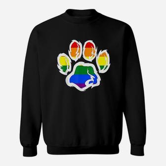 Furry Pride Rainbow Fursuit Dog Paw Print Lgbt Sweatshirt | Crazezy