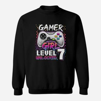 Gamer Girl Level 7 Unlocked Video Game 7Th Birthday Sweatshirt | Crazezy