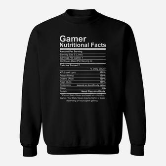 Gamer Nutritional Facts Cool Gamer Video Game Funny Sweatshirt | Crazezy