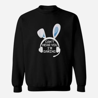 Gaming Easter Gamer Bunny Ears Headset Sweatshirt | Crazezy
