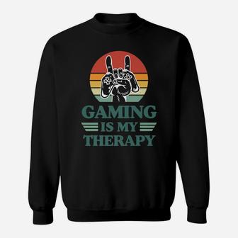 Gaming Is My Therapy Cool Gamer Christmas Gift Sweatshirt | Crazezy