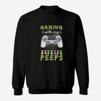 Gaming With My Easter Peeps Funny Gaming Bunny Sweatshirt | Crazezy CA