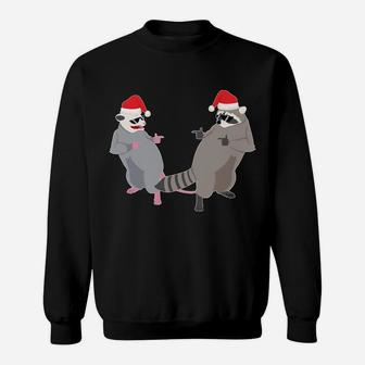 Garbage Gang Opossum Raccoon Santa Claus Merry Trashmas Gift Sweatshirt | Crazezy
