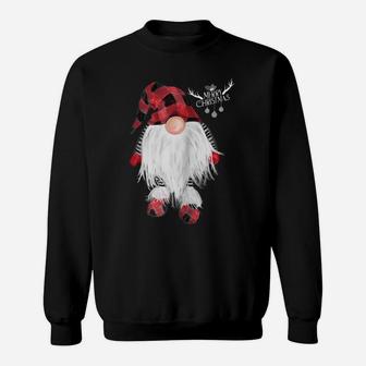 Garden Gnome Merry Christmas Red Buffalo Plaid Pajama Raglan Baseball Tee Sweatshirt | Crazezy UK