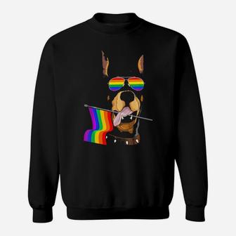 Gay Pride Rainbow Flag Doberman Lgbt Pride Gifts Sweatshirt - Monsterry UK