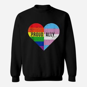 Gay Trans Transgender Heart Rainbow Flag Cool Lgbt Ally Gift Sweatshirt | Crazezy AU