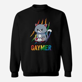 Gaymer Lgbt Cat Pride Shirt Rainbow Video Game Lovers Gift Sweatshirt | Crazezy