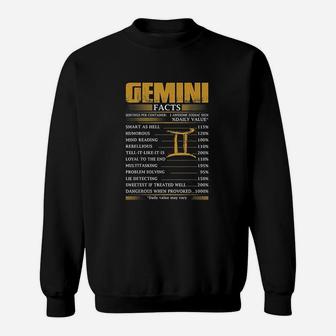 Gemini Facts Servings Per Container Zodiac Sweatshirt - Thegiftio UK