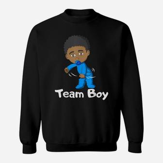 Gender Reveal Party Team Boy Cute Flossing Black Baby Floss Sweatshirt | Crazezy UK