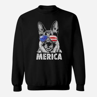 German Shepherd 4Th Of July Merica Usa Flag Sweatshirt - Monsterry
