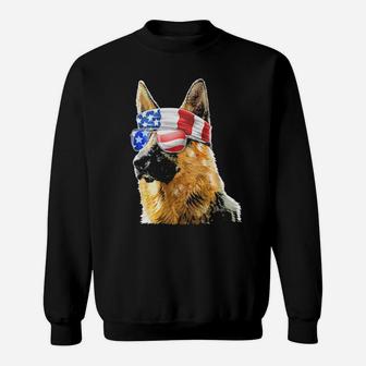 German Shepherd 4Th Of July Patriotic American Flag Sweatshirt - Monsterry