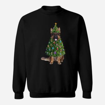 German Shepherd Christmas Tree Lights Shirt Funny Gift Xmas Sweatshirt Sweatshirt | Crazezy UK