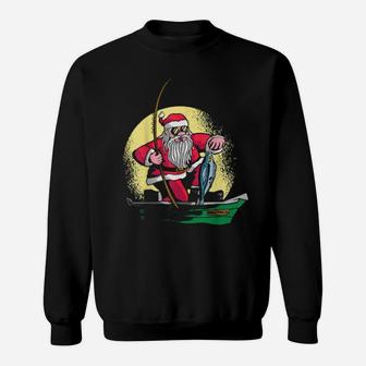 Gift Idea Cool Santa Claus Who Is Fishing Sweatshirt - Monsterry