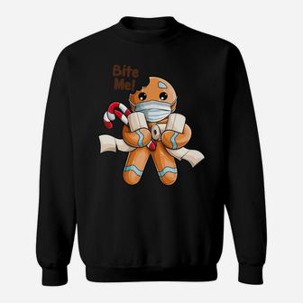 Gingerbread Man Bite Me Gifts For Christmas Funny Sweatshirt Sweatshirt | Crazezy UK
